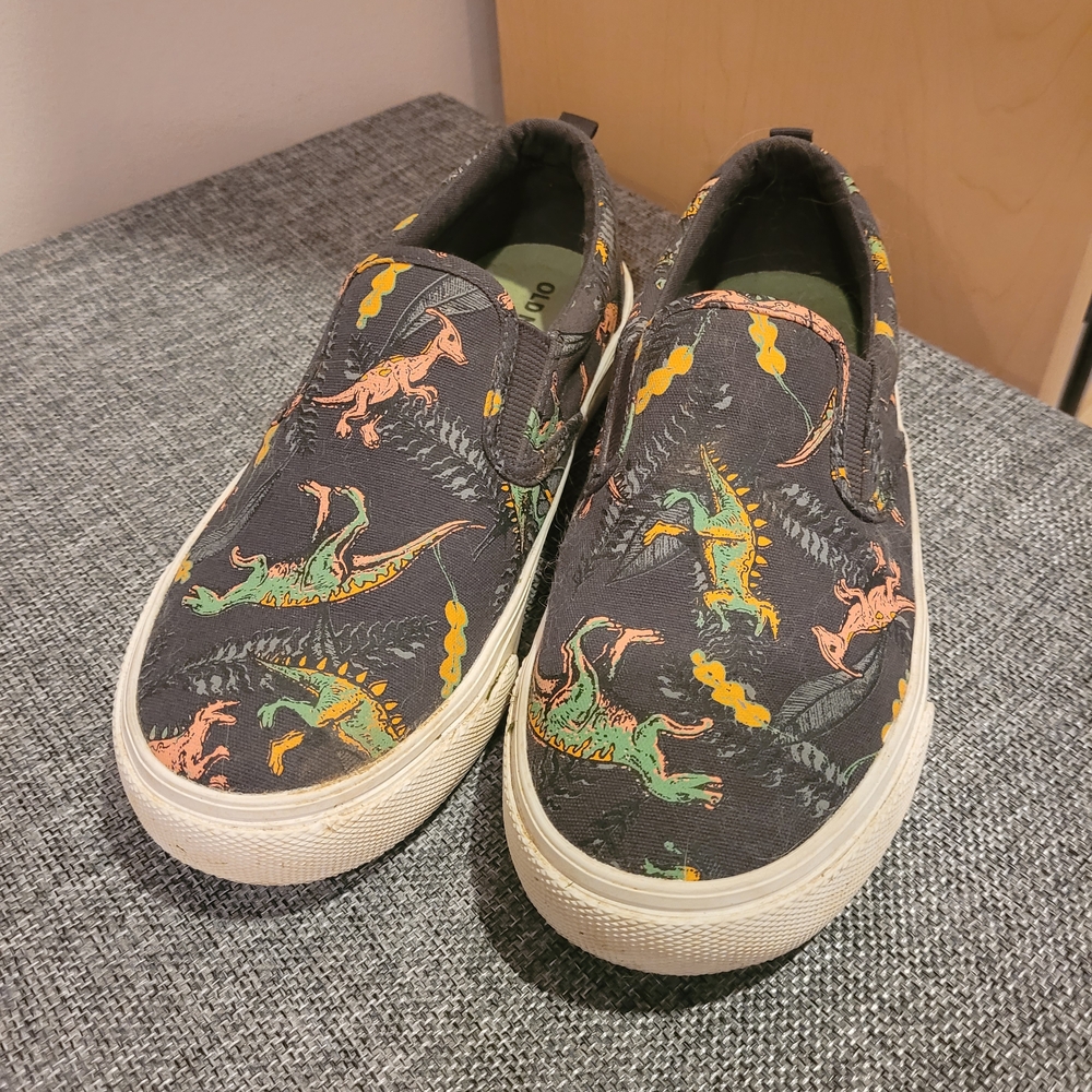 Old Navy Kids Dinosaur Print Slip-On Sneakers - Dark Gray